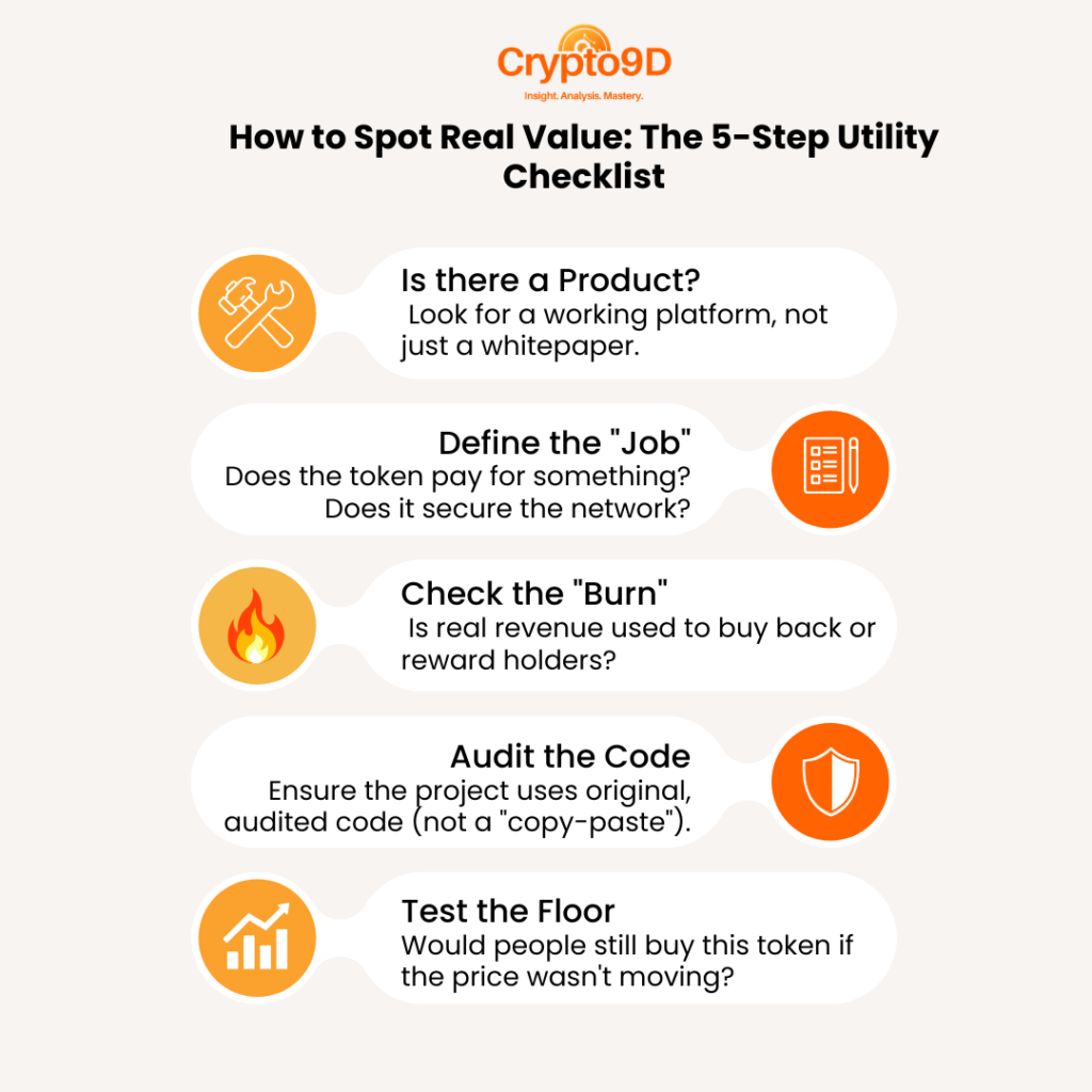 Infographic of Master the Utility-First Approach in 2026: Stop Investing in “Empty” Tokens
